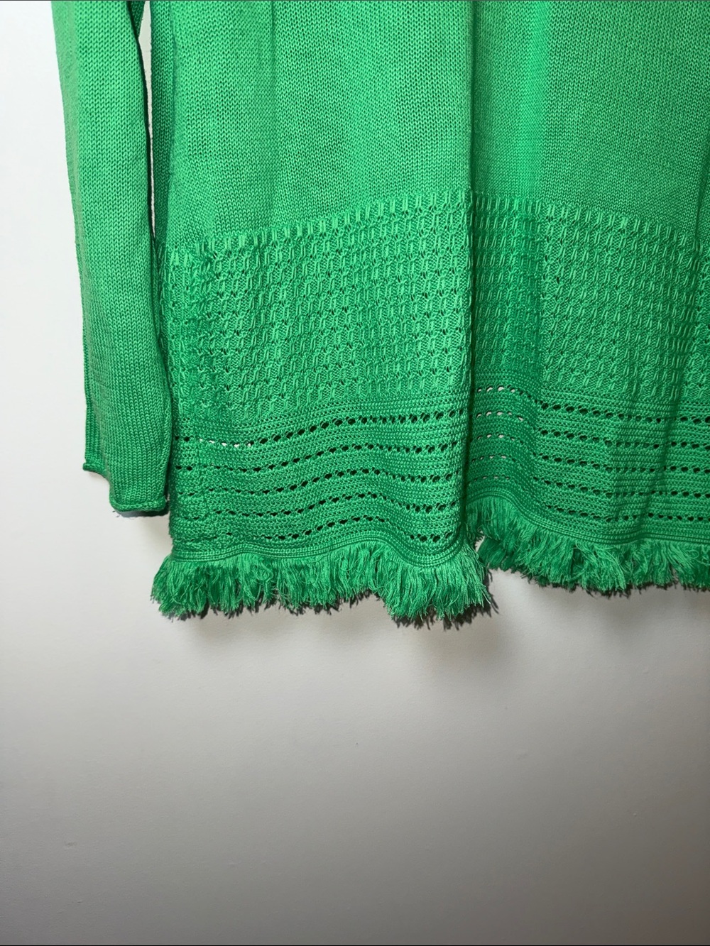 Lilly Pulitzer Noble Fringe Cabana Green Open Front Cardigan - Picture 9 of 11